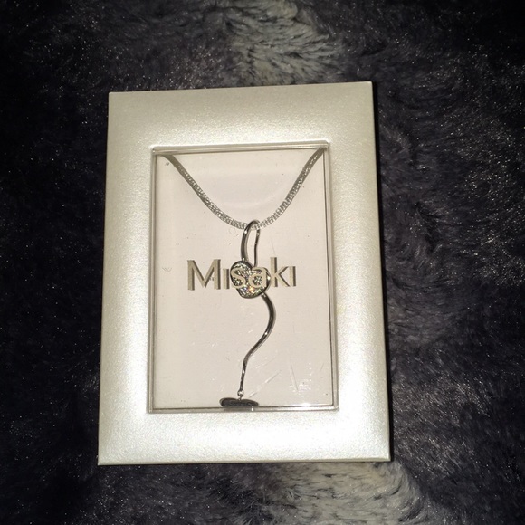 Misaki Crystal and Silver Heart Silk Necklace - Picture 5 of 5